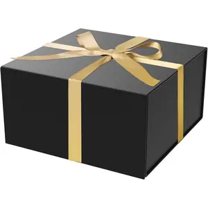 8x8x4 Inch  Box with  Closure Lid,  Boxes with  For Presents,Bridesmaid Gifts Box,Birthday  box,Luxury for  Packaging,   Box for Wrapping Gifts(Black)