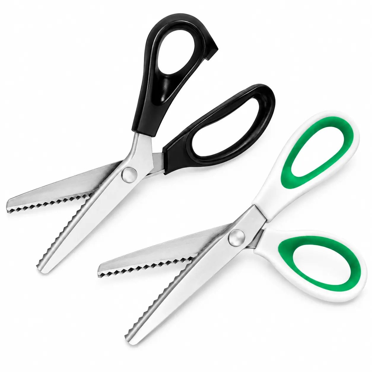Zig Zag Fabric Scissors, Pinking Shears with Serrated Edge for Sewing, Fabric Cutting & DIY Crafts, Professional Craft Scissors, Black or Green