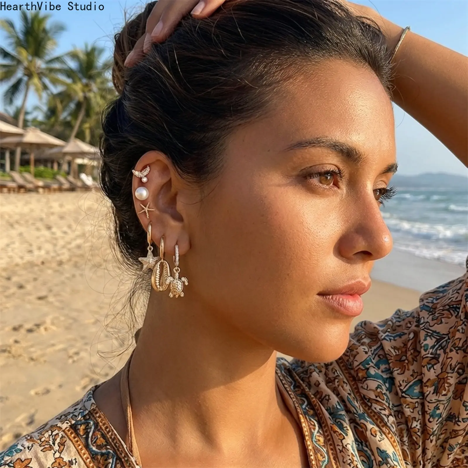 Women's Hypoallergenic Nickel-Free Lead-Free Metal Micro Starfish Stud Earrings - Dainty Organic Texture Coastal Vibe Jewelry for Baddies, Summer Beach Accessory, Curated Ear Stacking Piece