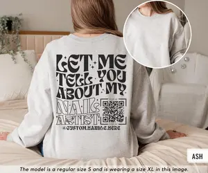 Custom Nail Tech Sweatshirt, Nail Artist Sweater, Nail Tech Hoodie, QR Code Nail Business Instagram, Gift for Nail Artist, Nail Salon Gift