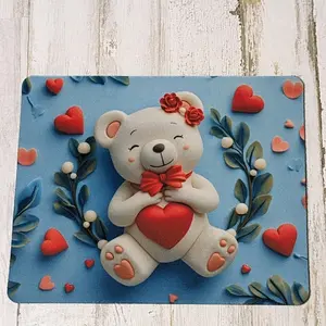 Sweet Love Bear Design mouse pad 8.7 in x 7 in   Durable,dust and stain resistant, and  Anti-slip backing desk mat desk mat