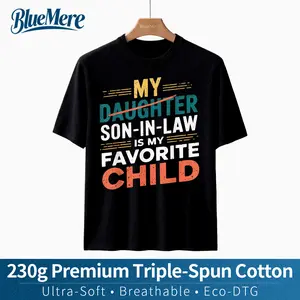 【BlueMere】230G Heavyweight Pure Cotton Summer t Shirts My Son In Law Is My Favorite Print T-Shirts, 1pc Men'S Casual T Shirts Funny Mens Christmas Gifts