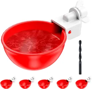 Chicken Waterer Cups, 6 Pack Automatic DIY Chicken Water Cups with 3/8'' Hole Saw for Bucket, Trough - Poultry Drinking Valve, Easy Install