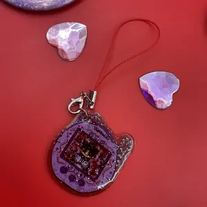 Choso Chibi Tamagotchi Phone Charm Jujutsu Kaisen Anime with pink glitter and red clasp