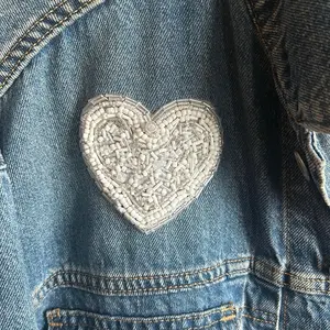 Handmade heart beaded Jean jacket Denim