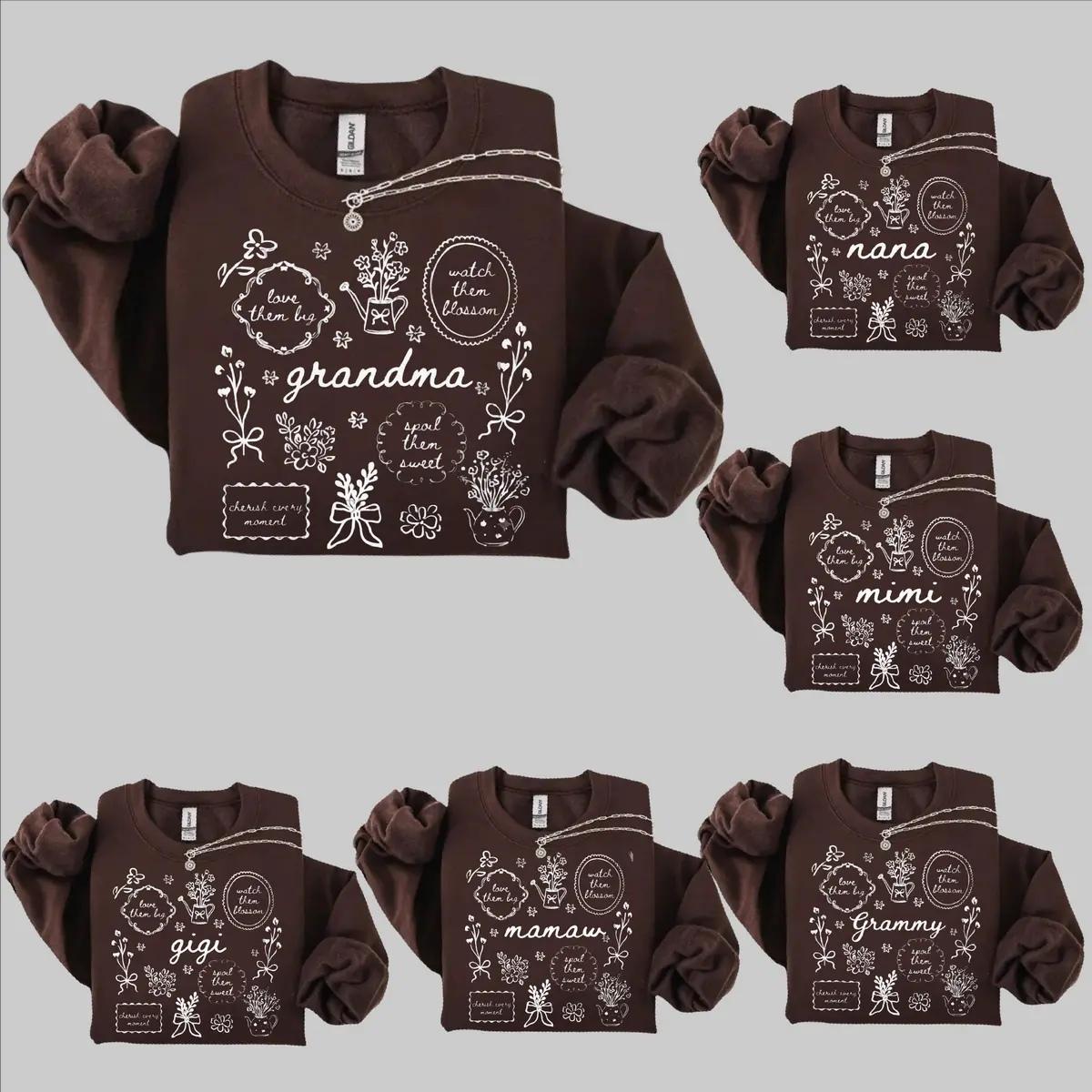 Grandma Floral Sweatshirt, Nana Mimi Gigi Grammy Mamaw Crewneck, Cute Grandma Gift, Mother’s Day Gift for Grandma – Printfamily