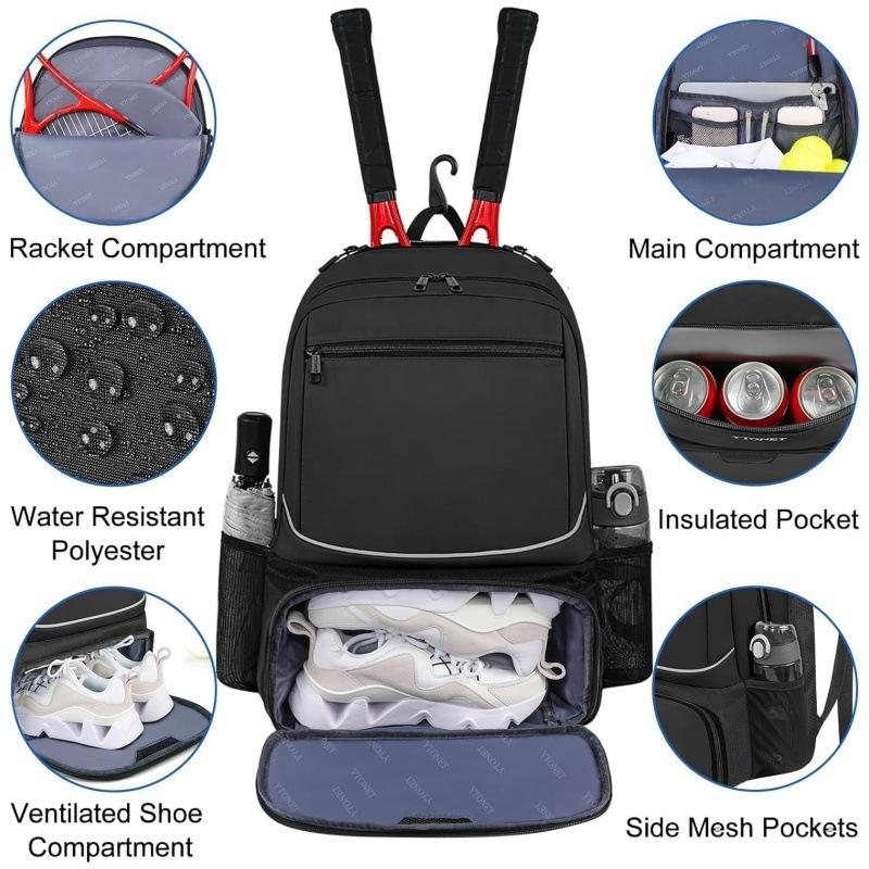 NEW Professional Racquet Backpack,Tennis Backpack Sports Racket Pack Holds 1-2 Tennis Rackets Outdoor Badminton Bag With Shoe Compartment,Back to School,Mother's Day Gift