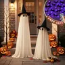 2-Pack White LED Ghost String Lights, Halloween Decor, Multiple Lighting Modes, Remote-Controlled and Adjustable, 5-Foot Adjustable Wind-Resistant Design, Remote-Controlled Indoor/Outdoor Yard and Porch Decor (Batteries Not Included), 2-Pack