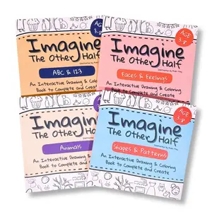 Imagine The Other Half: An Interactive Drawing & Coloring Book for Ages 3-8 to Complete and Create Half-Drawn Kids Creative Book