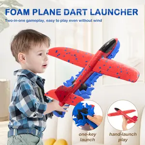 Foam Plane Dart Launcher 2 Launcher 4 Airplane Toys for Kids 13.7 Inch Planes with 2 Flight Modes Outdoor Flying Toys for Boys Girls Birthday Gifts for 4 5 6 7 8 9 10 11 12 Year Old
