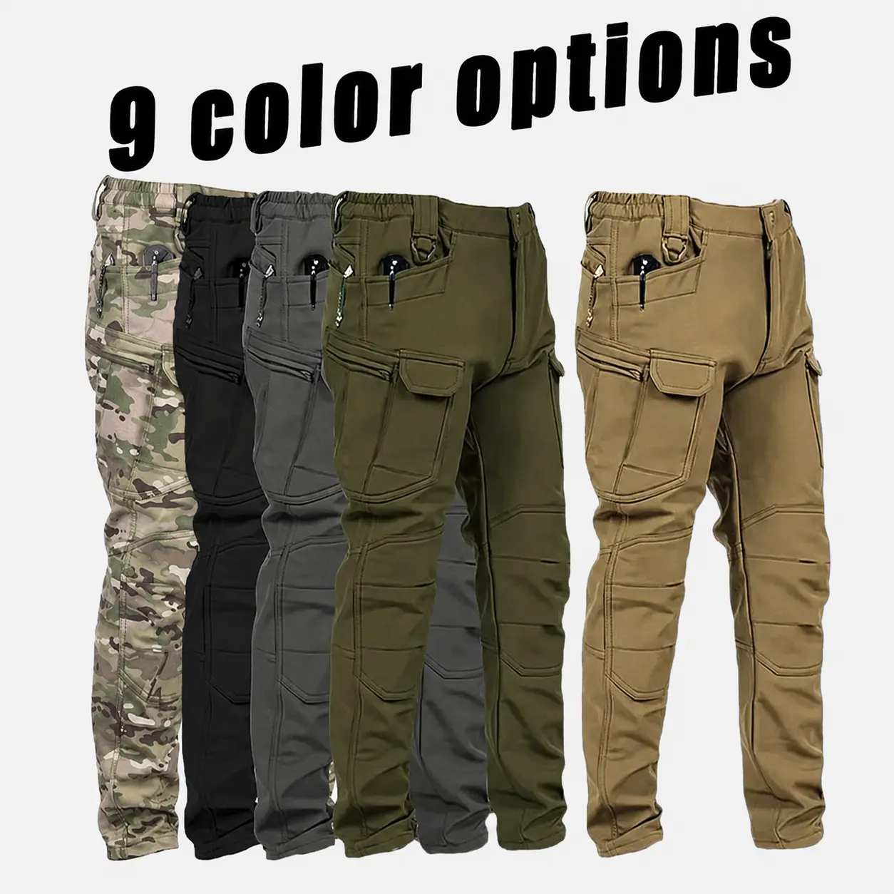 Men’s Tactical Pants – Stretch Waterproof Fabric, Durable Cargo Pants for Hiking & Casual Work, Multiple Pockets (Belt Not Included), Single Pack