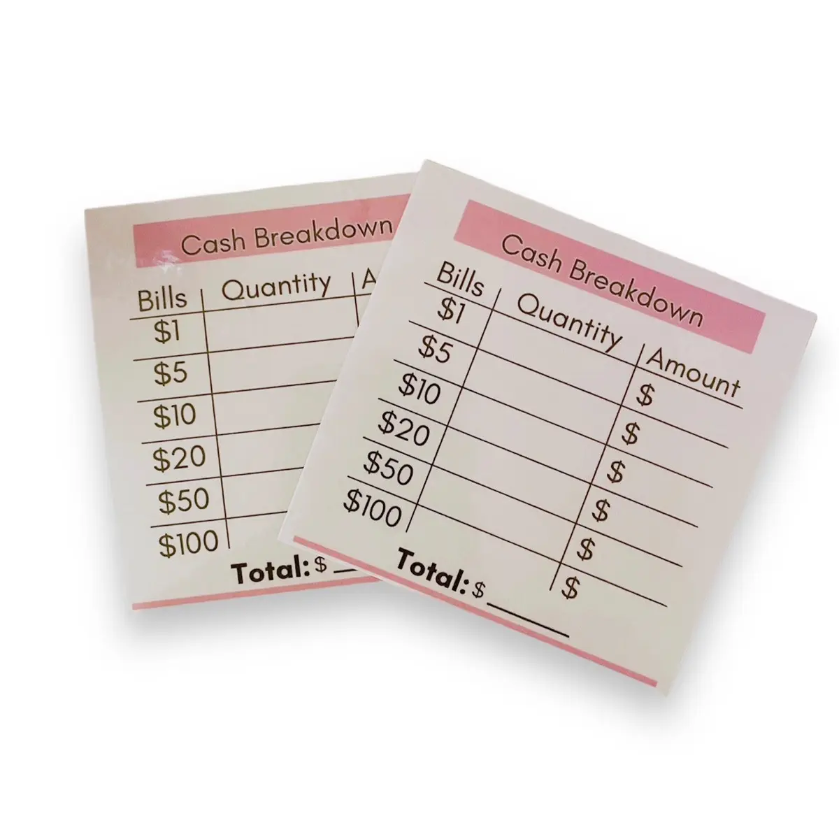Cash Breakdown slip