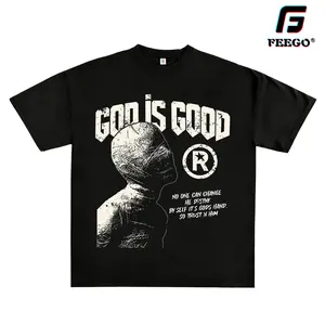 FEEGO Men's God Is Good Print Loose Short Sleeve Graphic Tee, Casual Comfy Round Neck T-shirt for Summer, Fashion Men's Top for Daily Wear, Tropical Streetwear Tshirt