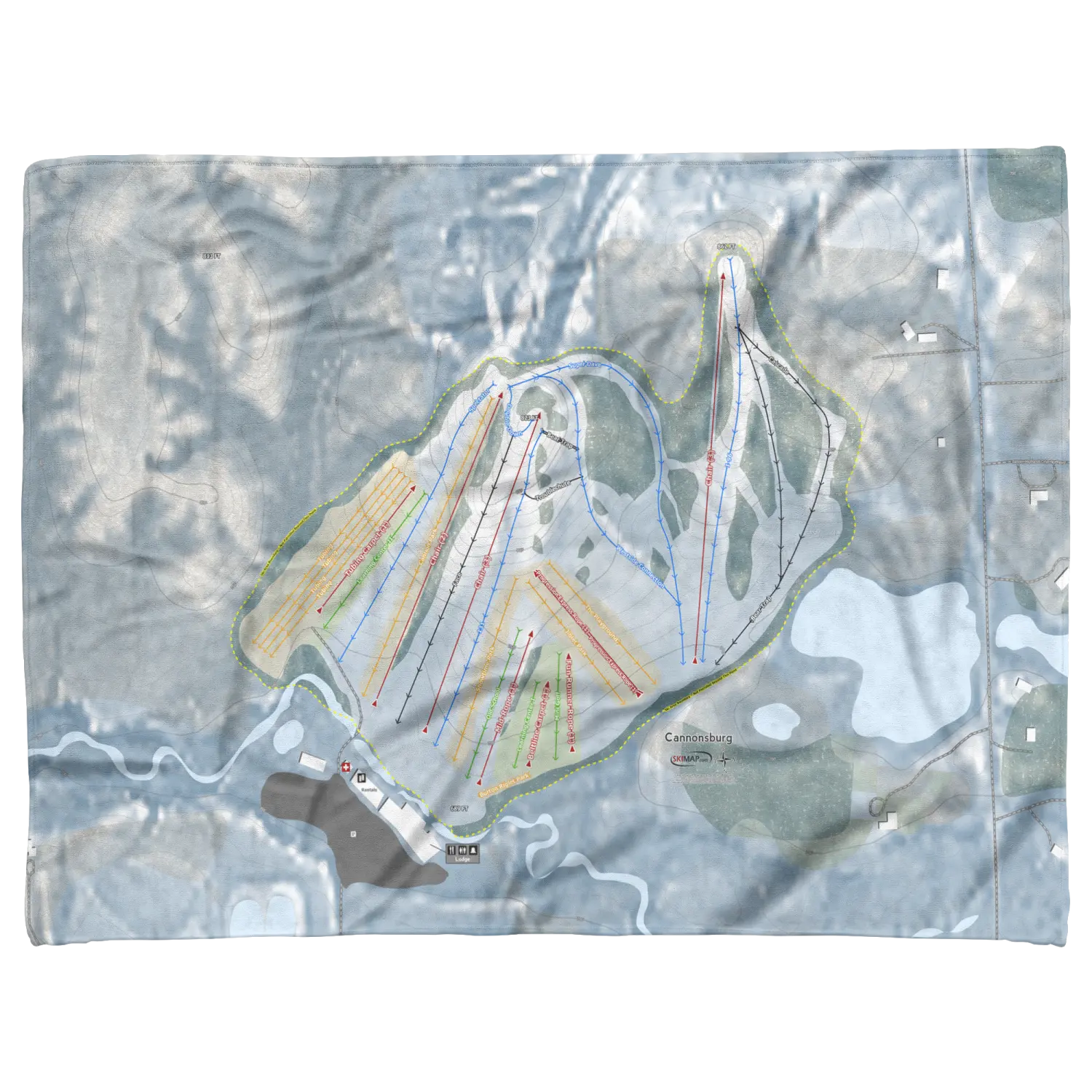 Cannonsburg, Michigan Ski Resort Map Blanket