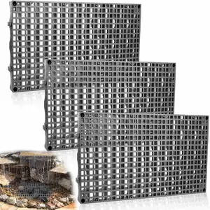 3 Pack 24"x12" Heavy Duty Fountain Basin Grate, Rectangular Pondless Waterfall Water Grid, Hide Reservoir Grates for Indoor Outdoor Ponds, Waterfall Fountains, Water Gardens & Raised Beds