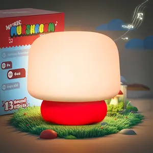 UNEEDE Mushroom Lamp for Kids Night Light,13 Sound Effects Toddler Night Light as Cute Mushroom Decor, Squishy Nursery Mushroom Night Light with Timer,Christmas Birthday Gift for Mushroom Gift