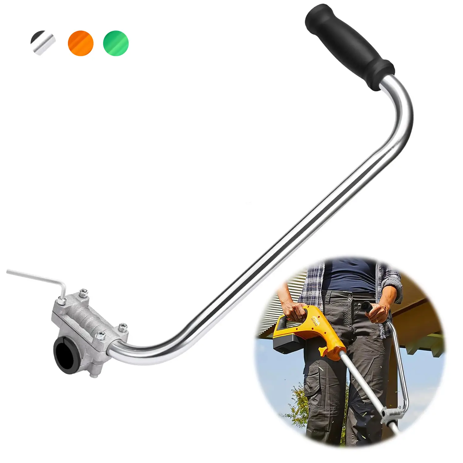 Ergonomic Trimmer Handle for Lawnmower, Weeder Handle Extension Pole with Bracket Clip, Garden Pruner Handle Suitable for Lawn Care, Landscaping, Yard