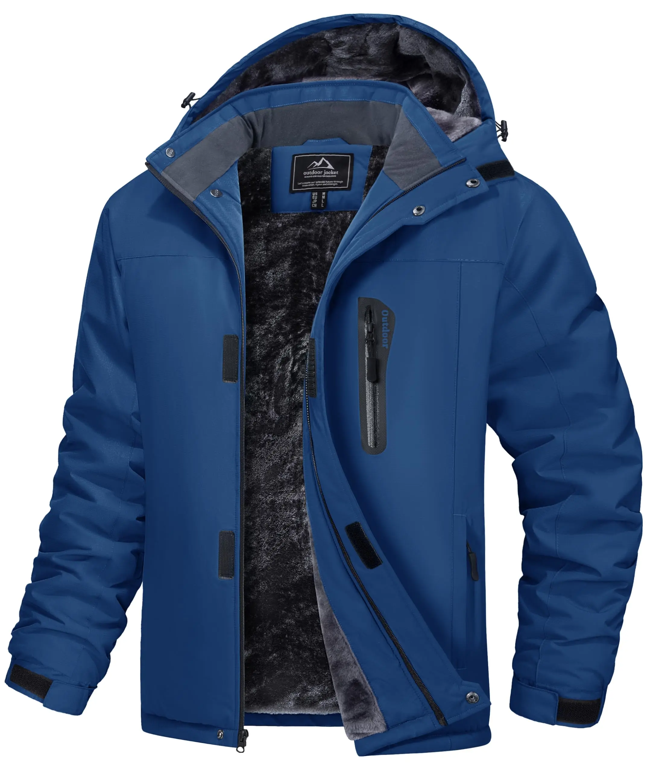 Men's Winter Coats Ski Snow Water Resistant Jacket Warm Fleece Parka Raincoats with Hood for Hiking Work