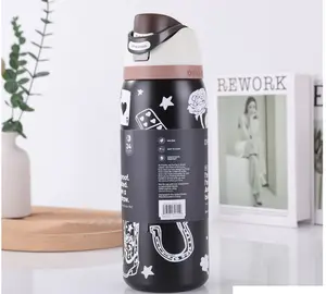 Owala 304 Stainless Steel Vacuum Insulated Sports Water Bottle (32 oz, Black) - Fashionable, Portable, Large Capacity Flasks with Lid, Tumbler for Bottled Drinks, Fruit Storage, Outdoor Fun