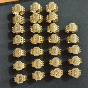 Lucky Letter English Alphabet Initial Letter  Letter ABCDEFGHIJKLMNOPQRSTUVWXYZ 304 Stainless Steel Men's Ring