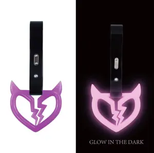 Brand New Devil Demon Broken Heart Glow In The Dark Purple JDM TSURIKAWA Ring Subway Train Bus Handle Strap Charm Drift
