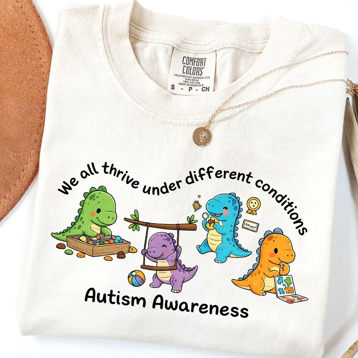 Autism Awareness Dinosaur Shirt, Neurodiversity Inclusion Tee, Comfort Colors Graphic T Shirt, Mental Health Shirt, SPED Teacher Gift, Unisex Casual Tee