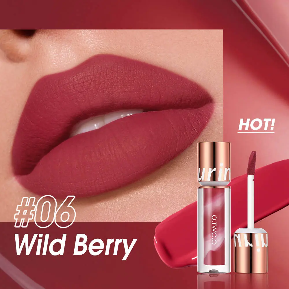 O.TWO.O Wild Berry Marbling Matte Liquid Lipstick with Vitamin E & Hyaluronic Acid, Smudgeproof, waterproof, high pigment, 24hr color locking technology and long lasting lip  stain glossy lip waterproof matte lipstick lip  matte