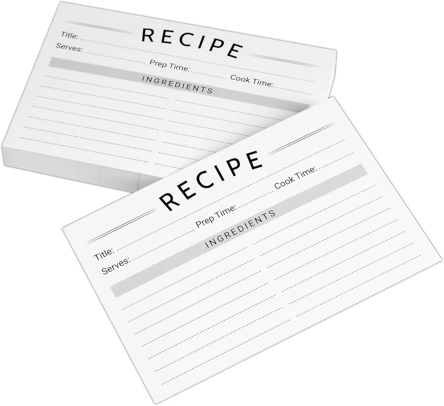 Modern Recipe Cards (Set of 60) - 4x6” Double Sided Premium Thick Card Stock w/Bonus Measuring Chart and PVC Card Protector (4 x 6 inches)