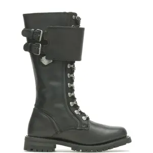Harley-Davidson Grimes 12" Lace D87205 Womens Black Leather Motorcycle Boots