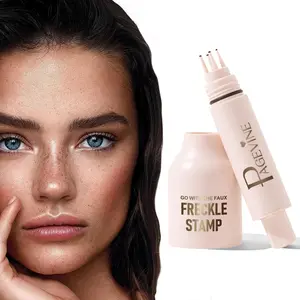 5 Point Faux Freckle Stamp Pen, Waterproof Long Lasting Quick Dry Fake Freckle Marker, Natural Lifelike Sun Kissed Freckle Cushion Stamp Tool, Easy Create Realistic Freckles Face Makeup Cosmetic