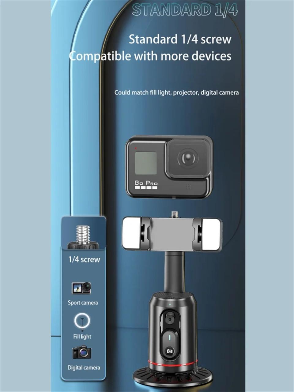 360° Rotation Gimbal Stabilizer Tripod Selfie Stick Desktop Face Tracking with Bluetooth Remote Shutter Light Holder