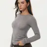 C202 Women’s Merino Wool Blend Crew Neck Long Sleeve Top, Lightweight Soft Slim Fit Basic Shirt, Layered Sweater,Minimalist Fall Essential for Work and Casual Outings