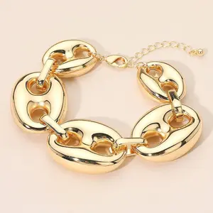 Puffed Up Metal Mariner Link Statement Bracelet