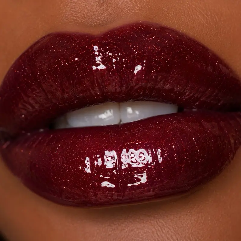 Sneaky Link Glossy Lipstick - Burgundy, High-Shine Finish with Subtle Shimmer, Lip Plumper Gloss for Everyday Glam & Soft Glam Makeup Cosmetic