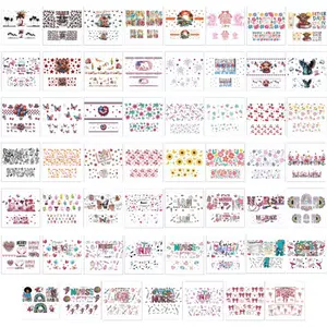 Mix 55pcs UV DTF Wraps Rub on Transfer Stickers 55 Style for Mini Cup Decoration for Mini Tumbler Cup Keychains Accessories DIY Gift Cup Sticker Gift