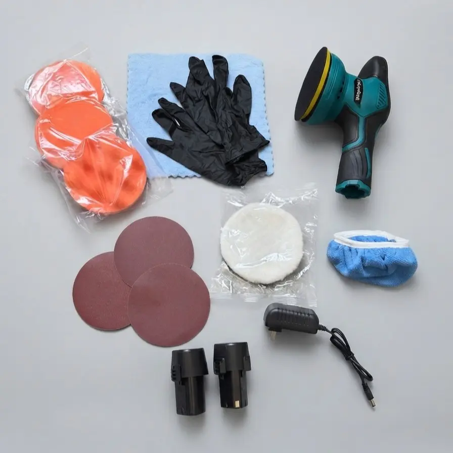 6 speed Cordless Car Polisher & Buffer Kit, Rechargeable Polishing Machine with Pads for Auto Detailing, Waxing & Sanding |Wireless Electric Polishing Machine Kit with 2 Batteries, Sanding Discs & Buffing Pads for Car Scratch Repair & Home DIY