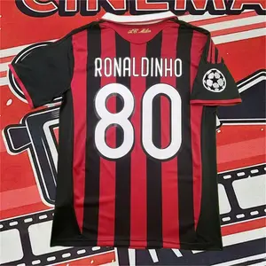 2009/10 Milan Home No.80 Ronaldinho Retro Short Sleeves soccer jersey