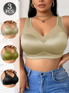 Cloud Feel 3 Piece Full Coverage Underwear, Plus Size Friendly, Unrestrained Thin Bra, Comfortable, Elegant and Breathable Lingerie Set