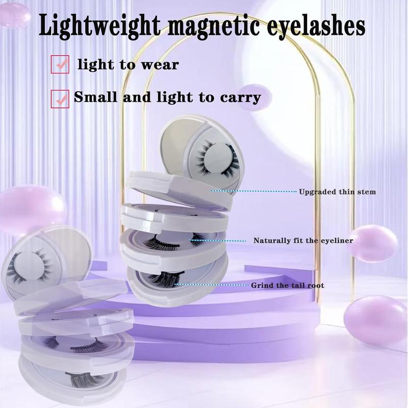 (Please Check Quantity）Magnetic Eyelashes Kit with Applicator - Reusable No Glue Needed False Lashes, Beginner Friendly Natural Look, DIY Lash Extension