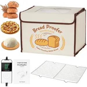 Folding Bread Proofing Box with Temp (50-113℉) & 48H Timer, Sourdough Proofer Box with Stainless Rack, 4 Preset Modes Dough Proofer for Sourdough, Bread,Yogurt,Pizza,Kombucha -M