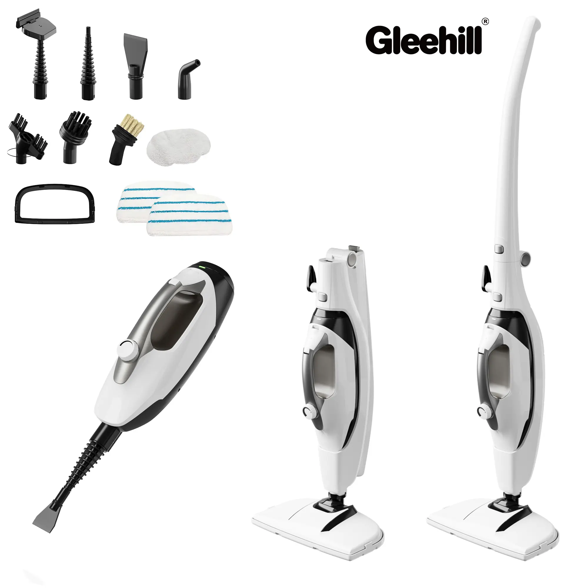 GLEEHILL Steam Cleaner 10-in-1 with Washable microfiber Pad & Detachable Handheld Steamer, Multi-Functional Accessory for Deep Cleaning Hardwood Floors, Tiles, Grout & Carpets, 1550W, 8m Cord , floor leaning mop,summerwins
