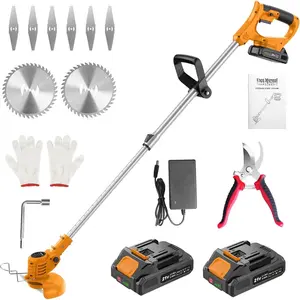 21V String Trimmer Cordless -   Weed Wacker, 2 X 2.0Ah  and a Charger, Grass Trimmer, Brush  and Edger Lawn for Garden/Yard