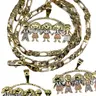 Gold Plated Chain and Pendant Set - 22" 4mm Chain with Tricolor Charms for Boys & Girls - Perfect Gift for Mom Aunt Niece Daughter