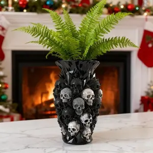 2026 New Diamond Skull Vase, 5.9 Inch Garden Resin Ornament, Gothic Decorative Resin Craft, Model Xinghao, 1 Set