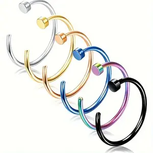 8 mm Open C Shape Circular Hoop Nose Ring for Male and Female Daily Wear fakelabret piercing cuffs