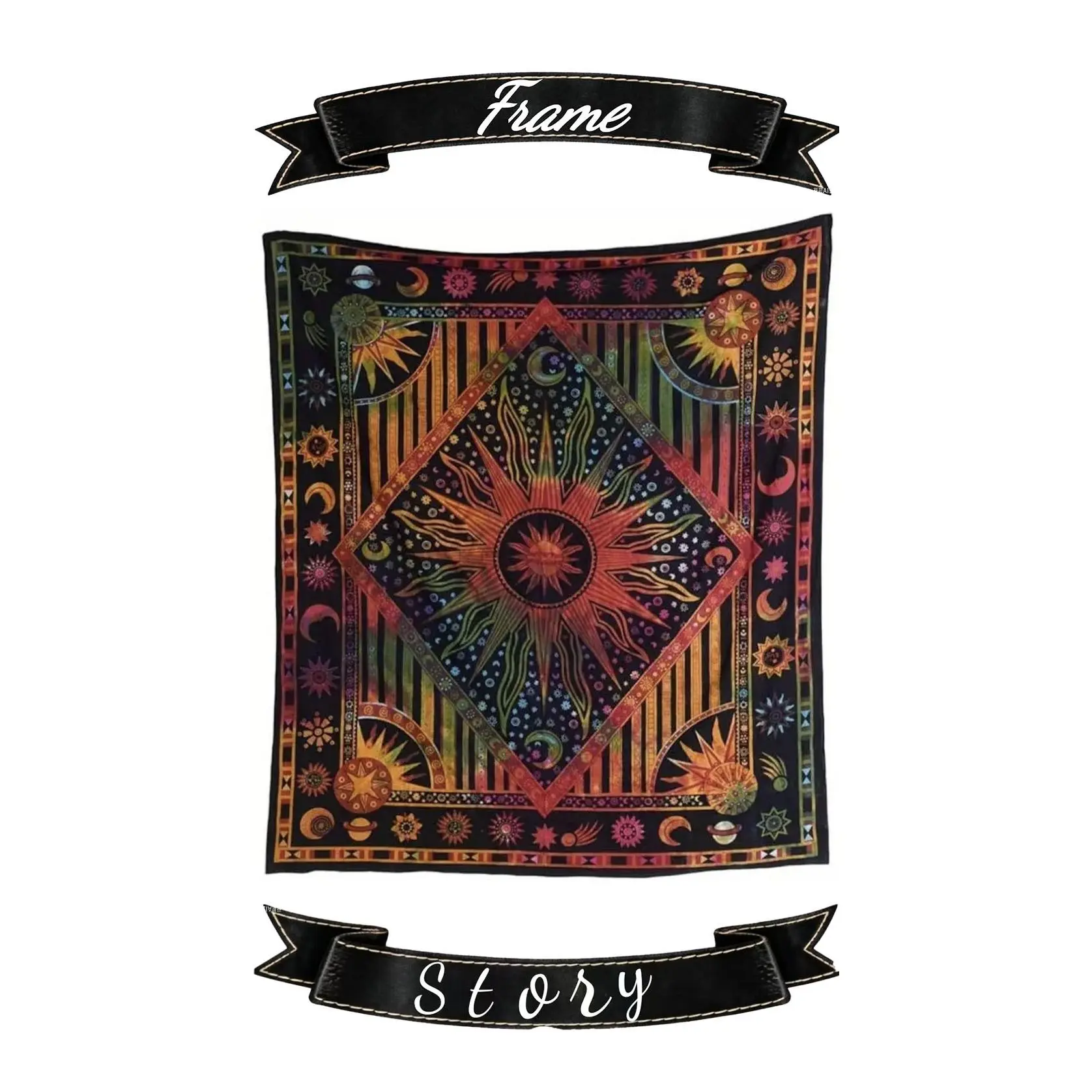 Tarot Wall Hanging Boho Hippie-Tapestry Wall Hanging Tapestry for Bedroom Living Room Dorm 110g ZST1pc Burning Sun Tapestry Tie Dye Celestial Poster Aesthetic Bedroom Tapestrys Moon Star