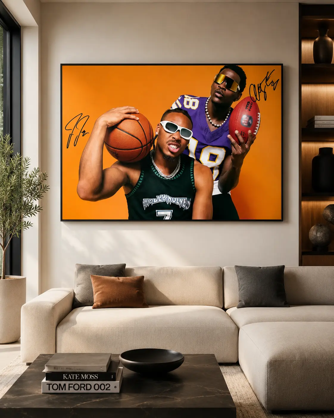 Anthony Edwards and Justin Jefferson Minnesota's Coldest Poster Signature Anthony Edwards Poster Printed Wall Art Decor Gift for Basketball Lover Fan Decoration Artistic Lightweight Ornaments