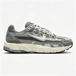 Nike P-6000 Unisex Retro Low-Top Running Shoes, White-Silver Colorway