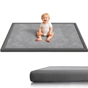 79''x 59''x 1.3''Baby Play Mat for Floor, 1.3'' Thick Memory Foam Tummy Time Mat - Super Soft Coral Velvet Nursery Rug with Non-Slip Backing, Crawling Rug for Toddlers/Infants, Yoga & Tatami Use,