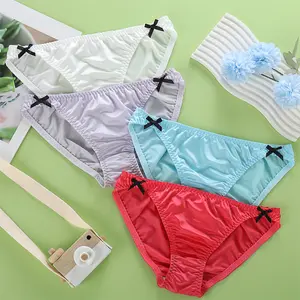 4 Pcs Sexy Girl Thong Women Smooth Bowknot Seamless Underwear Panty Low Waist Panties Solid Color Briefs Underpants Womenswear Comfort